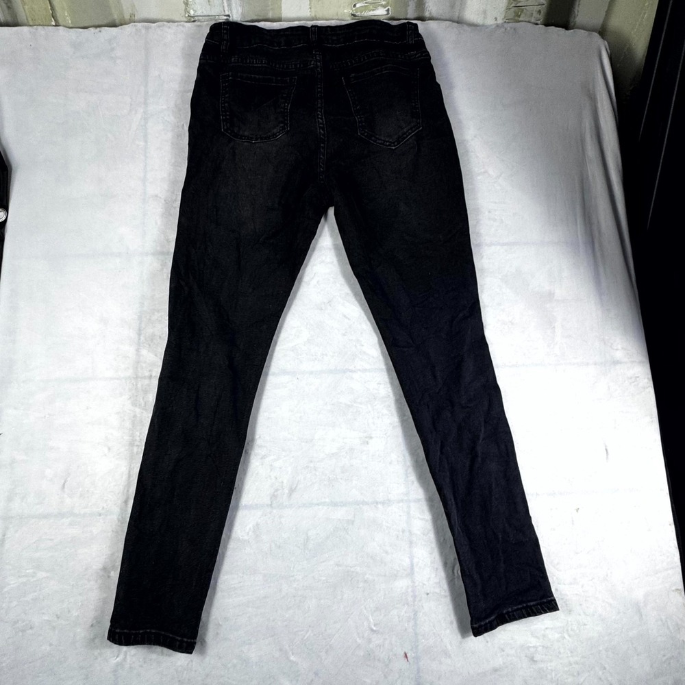 Shein Jeans Womens Large 8/10 Black Denim Skinny Leg Acid Wash Cotton Stretch